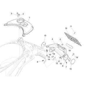 Rear fender Vespa Sprint 4-stroke 2-valve white fusion 544