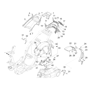 Rear cover plates - Mudflap Piaggio NRG Power DD 2007-2017 glossy black 94