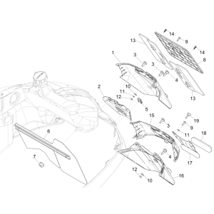 Rear cover plates Vespa GTS 250 ie 2005-2016 (without ABS) red dragon 894