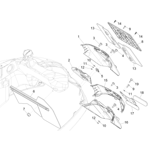 Rear cover plates Vespa GTS 300 ie 2008-2016 (with and without ABS) blue 261/A