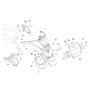 Rear cover - Piaggio MP3 300 HPE mudflap/300 HPE SPORT E5 ABS 2020-2022 (EMEA)