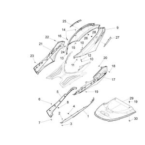 Under spoiler Piaggio New Fly 4-stroke 4-valve blue midnight 222