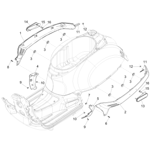 Side covers Vespa GTS 300 ie 2008-2016 (with and without ABS) black 85/B