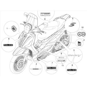 Piaggio Beverly 300 IE ABS E4 2016 - 2020 emblems (EMEA)