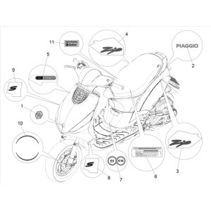 Piaggo Zip 4-stroke emblem stickers (euro5 injection IGET)