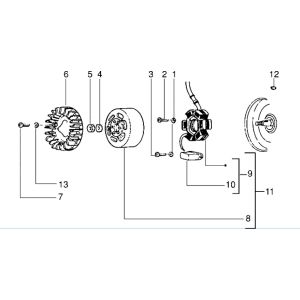 Ontsteking - Stator - Vliegwiel - Koelvin Piaggio Zip RST 50 2-takt AC