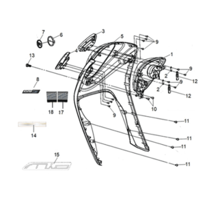 FR. cover Sym Mio 50I E5 Grey/Black (GY-7450U/BK-001C)