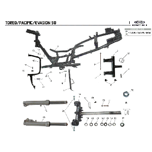 Frame- Front Fork Rieju Pacific red 2009 2-stroke