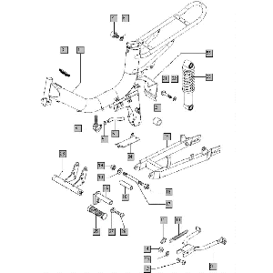 Frame - achterbrug - voetsteun - schokbreker Tomos FLEXER XL (45KMH) (K8-L0)