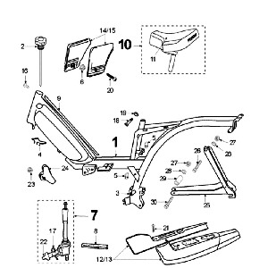 Frame and Saddle with Fuel Storage Peugeot Vogue Black