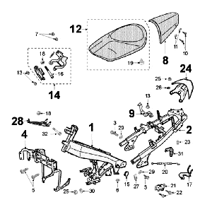Frame and Saddle Peugeot Jet Force LC white