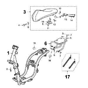 Frame and Saddle Peugeot Ludix 12 black