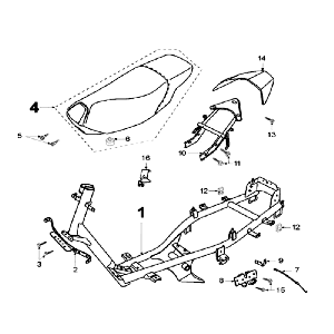 Frame and Saddle Peugeot Speedfight 2 LC silver