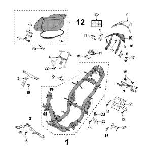 Frame and Saddle Peugeot Speedfight 3 4-stroke Grey