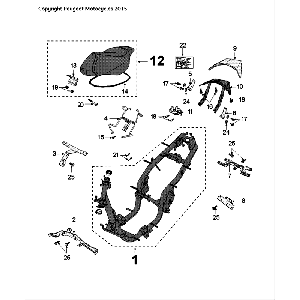 Frame and Saddle Peugeot Speedfight 4 LC black/blue