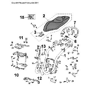 Frame and Saddle for VGAJ2ABAA80080175 Peugeot Citystar 50 Brown