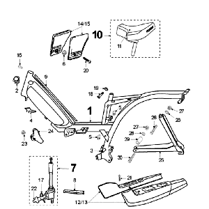 Frame and Saddle without Fuel Storage Peugeot Vogue Black