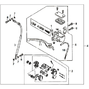 Brake cylinder - Caliper - Brake pads - Brake line Sym Fiddle ll Euro 5