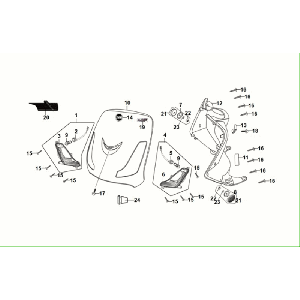 Front cover - Leg shield - Front indicators Sym Fiddle ll Euro 5 Rich Gray (GY-430C)