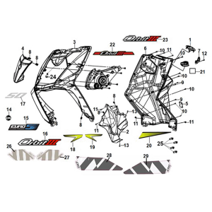 Front cover - front inner box Sym Orbit III 50 E5 Flash Black/Matt Black (BK-5560S/BK-007U)