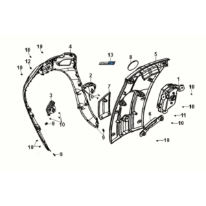 Front cover Sym Fiddle IV 125i AC CBS E5 2020-2021 WHITE (WH-8018P)