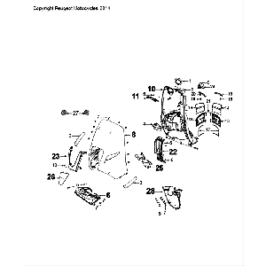 Voorkap - Beenschild Peugeot Django Dragon Red G9