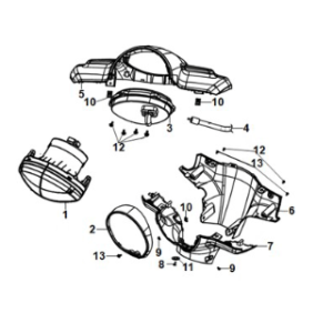 Handle cover - head light Sym E-Fiddle Icy White (WH8028P)