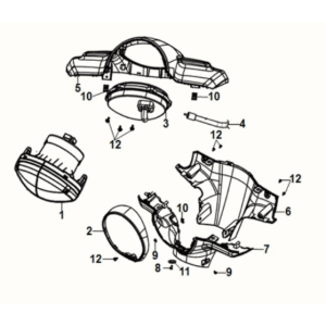 Handle cover - head light Sym Fiddle IV 125i LC ABS E5 2020-2021 GRAY (GY-7547UL)