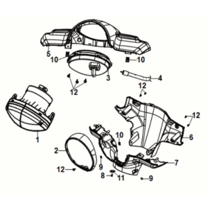 Handle cover head light Sym Fiddle IV 50 E5 Slate blue subm grey (GY7547UL)
