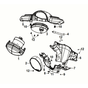 Sym Fiddle IV 50 E5 Space Gray Headlight Handle Cover (BK-2593U)