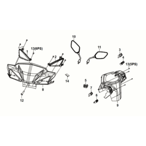 Handle pipe - handle cover Sym Orbit III 50 E5 Flash Black/Matt Black (BK-5560S/BK-007U)