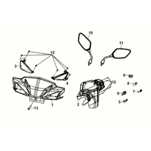 Handle pipe - handle cover Sym X-Pro 50 E5 Red (R-010CA)