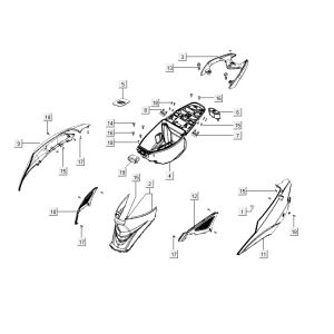 kapdels-rear Kymco Agility RS 4-stroke white 09