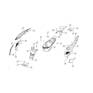 rear kapdelen Kymco Super8 4-stroke v.a 2009 white