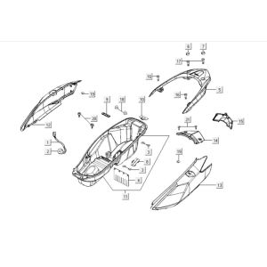 Back side side Kymco Downtown 300i dark grey