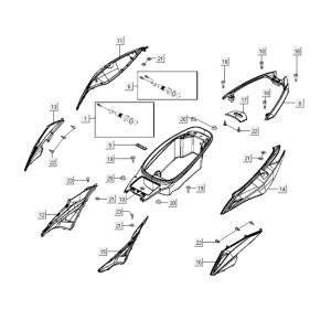 Rear hoods Kymco Xciting 400i Matt Black