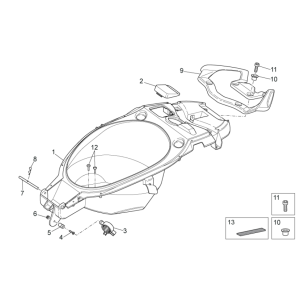 Rear covers II Aprilia SR 50 H2O ie+carb 2004-2009