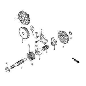 Kickstarter axle and interior Honda MB/MT/MTX 50 and 80