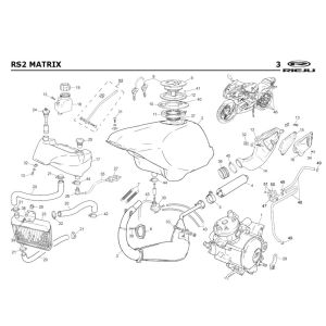 Cooling- Fuel Tank- Exhaust Rieju Rs2 blue 2005 2-stroke