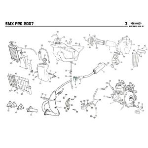 Cooling- Fuel tank- Exhaust Rieju SMX pro orange 2008 2-stroke