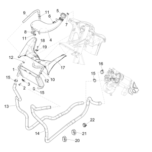 Radiator - Cooling hoses - Coolant tank Piaggio NRG Power 50 2-stroke LC Euro 4