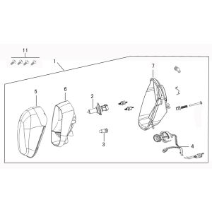 Headlight Benzhou ZN50QT-36 black