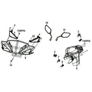 HEADLIGHT COVER Sym orbit III E4 Black