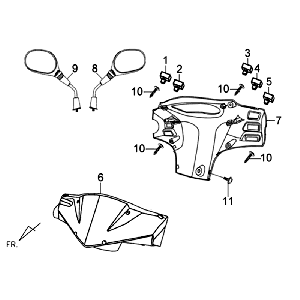 Headlight Cover Counter Trim Mirrors Sym Orbit II (GY7450U) matt grey