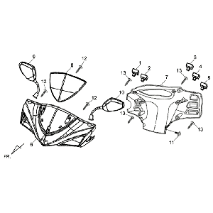 Headlight cover Counter trim Mirrors Sym Symphony SR (WH006) white