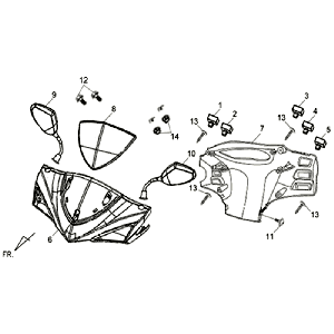 Headlight cover Counter trim Mirrors Sym Symphony SR (R010CA) red