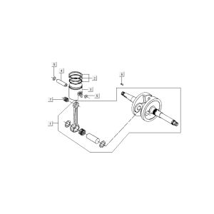 Crankshaft - Piston Kymco DJ 2-stroke Black