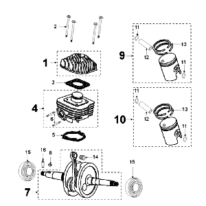 Crankshaft and Cylinder ALU Peugeot Ludix 10 Black