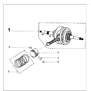 Crankshaft and Piston Peugeot Speedfight 3 4-stroke Red