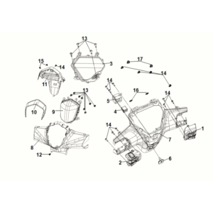 Handle cover - head light Sym Symphony ST 50 E5 Grey/Red (GY-010U) (Red Seat)